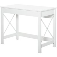 HOMCOM Computertisch, 105 x 50 cm, Arbeitsplatz, moderner Stil, X-verstärkter Rahmen, Schreibtisch für Wohnzimmer, Arbeitszimmer, kleine Räume, weiß Aosom – Ansicht 1
