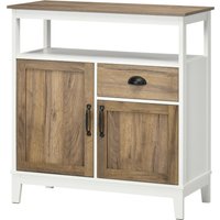HOMCOM Buffet Küche, Aufbewahrungsmöbel, 2 Türen, mit 1 Schublade, verstellbares Regal, offenes Fach, 76,6 x 35 x 81,5 cm, Eichenbraun Aosom – Ansicht 1