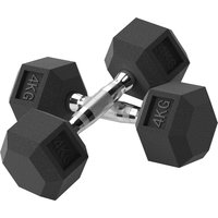 HOMCOM Hexagon Kurzhanteln 2er Set Gusseisen Hanteln Griff gerändelt Hantel Set Kurzhantelset Gewichte Metall Gummi schwarz 2 x 4 KG Aosom – Ansicht 1