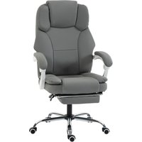 HOMCOM Ergonomischer Bürostuhl, Neigbarer Bürostuhl mit haustierfreundlichem Kunstleder, Höhenverstellbar, Hohe Rückenlehne, Fußstütze, Dicke Polsterung, 360°-D – Ansicht 1