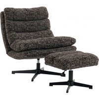 HOMCOM Sessel mit höhenverstellbarem Fußhocker, 360° drehbarer Chenille-Lesesessel mit breitem Sitz, dicker Polsterung, Stahlkonstruktion und 4-Speichen-Basis,  – Ansicht 1