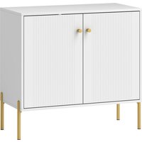 HOMCOM Modernes Sideboard, 2 Türen, verstellbares Fach, Marmoroptik, Stahlbeine, Weiß, 80 x 39,1 x 76 cm Aosom – Ansicht 1