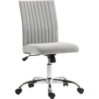 HOMCOM Bürostuhl ohne Armlehnen mit Höhenverstellung und Drehbarem Sitz, Ergonomischer Bürostuhl mit Rollen und Bezug aus Stoff, Grau Aosom – Ansicht 1
