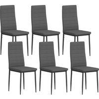 HOMCOM 6er-Set moderne Esszimmerstühle, gepolsterte Küchenstühle in Synthetik-Leinen mit hoher Rückenlehne und Metallbeinen, für Wohnzimmer, Grau Aosom – Ansicht 1