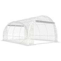 Outsunny Gewächshaus ca. 4 x 3 x 2 m Foliengewächshaus mit Breiter Rollbar Reißverschlusstür, Stützstangen Verlängerte Kanten 150g/m² PE UV-beständig Folientunn