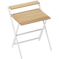 HOMCOM Schreibtisch mit Monitorständer, 70 cm Klappbarer Computertisch Platzsparender Klappschreibtisch mit Stahlrahmen für Homeoffice, Kleine Räume, Wohnzimmer – Ansicht 1