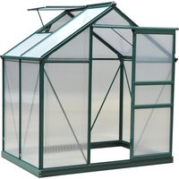 Outsunny Gewächshaus Aluminium Treibhaus mit Dachfenster und Tür, begehbares Pflanzenhaus mit Fundament, witterungsbeständig aus Polycarbonat Aosom.de