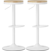 HOMCOM Barhocker 2er Set, Höhenverstellbar Barstuhl mit Stahlgestell, 360° Drehbar Küchenstühle mit Fußstütze Tresenhocker für Küche, Wohnzimmer, Esszimmer Natu – Ansicht 1