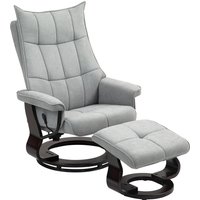 HOMCOM Relaxsessel mit Hocker, Drehbar Fernsehsessel mit Liegefunktion, Wippfunktion, Liegesessel mit doppellagiger hoher Rückenlehne, Samtoptik, für Wohnzimmer – Ansicht 1