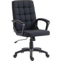 Vinsetto Bürostuhl, Drehstuhl mit Bezug aus synthetischem Leinen, höhenverstellbar, wippbar, mittelhoher Rücken, mit Armlehnen und Rollen, Schwarz Aosom – Ansicht 1