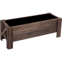 Outsunny Hochbeet mit Behandlung der Karbonisierung Pflanzkasten Pflanzfolie mit 2 Leckage-Löcher Tannenholz Verkohlt 100 x 36,5 x 36 cm Aosom – Ansicht 1