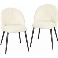 HOMCOM Esszimmerstühle 2er Set Küchenstuhl mit muschelförmiger Rückenlehne, Samtoptik, Sessel Polsterstuhl mit verstellbarem Fußpolster, Stühle, Wohnzimmerstuhl – Ansicht 1