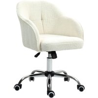 HOMCOM Homeoffice Stuhl, Ergonomisch Schreibtischstuhl Drehstuhl Höhenverstellbarer Bürostuhl mit Wippfunktion, Teddysamtoptik, Schminkstuhl für Schlafzimmer, A – Ansicht 1