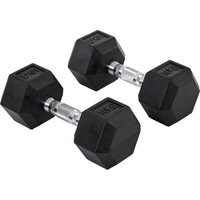 HOMCOM Hexagon Kurzhanteln 2er Set 2x10kg Gusseisen Gummiüberzug Schwarz Aosom