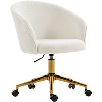 HOMCOM Ergonomischer Bürostuhl aus Teddy-Fleece, drehbarer Bürosessel, Schminkstuhl mit Höhenverstellung, große Sitzfläche, für Büro, Wohnzimmer, Schlafzimmer,  – Ansicht 1