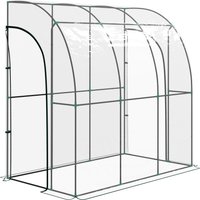 Outsunny Anlehn-Gewächshaus, Balkon-Gewächshaus, verstärkte PVC-Plane, Stahlgestell, 2 aufrollbare Reißverschlusstüren, für Gemüse Pflanzen Blumen, innen und au – Ansicht 1