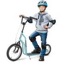 HOMCOM Scooter Roller Kinderroller ab 5 Jahren, Kickboard mit Luftreifen 16/12 Zoll, Blau, 135 x 58 x 88-94 cm Aosom – Ansicht 1