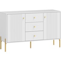 HOMCOM Modernes Küchen-Sideboard, Küchenmöbel mit 3 geräuschlosen Schubladen, 2 verstellbaren Einlegeböden, 5 Stahlbeinen, Sideboard für Esszimmer/Wohnzimmer, 1 – Ansicht 1