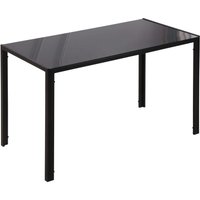 HOMCOM LED Esstisch Küchentisch für 4 Personen, Hartglas & Metall, Schwarz, 120x60x75cm, modern & stilvoll Aosom.de – Ansicht 1