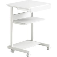 HOMCOM Schreibtisch mit Rollen Computertisch platzsparender Bürotisch mit CPU-Ständer, Schublade, Ablage, PC Tisch für Home Office, Schlafzimmer, Weiß Aosom – Ansicht 1