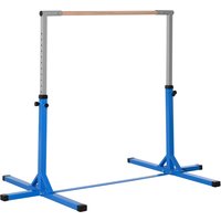 HOMCOM Reckstange höhenverstellbar Turnreck 13-stufig bis 75 kg belastbar aus Stahl & Buchenholz in Blau für Gymnastik & Training Aosom.de – Ansicht 1