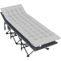 Outsunny Feldbett faltbar Campingbett mit Matratze Kopfkissen Seitentasche 190 x 65 x 37 cm Campingliege für Erwachsene Gästebett bis 150 kg Klappbett für Outdo – Ansicht 1