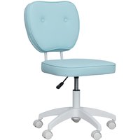 Vinsetto Schreibtischstuhl mit PU-Bezug, drehbar, höhenverstellbar, ohne Armlehnen, Tragkraft 120 kg, 46x59x82-92 cm, Hellblau Aosom – Ansicht 1