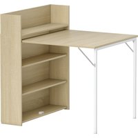 HOMCOM Esstisch Klappbar Küchentisch für 3 Personen mit 4-stufigen Regalen, Klapptisch Moderner Esszimmertisch für kleine Räume, Küche, 78,5 x 91 x 93 cm, Eiche – Ansicht 1