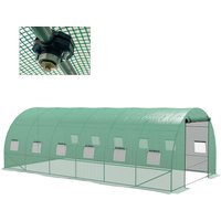 Outsunny Gewächshaus für den Außenbereich 6x3x2 m, Tunnelgewächshaus mit Bewässerungssystem, aufrollbare Tür, 12 Netzfenster, PE-Abdeckung und Rahmen aus verzin – Ansicht 1