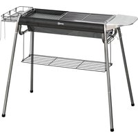 Outsunny Holzkohlegrill mit Grillrost und Platte, tragbarer Grill mit Korb, Haken und Regalen, 96x61x72cm, Schwarz Aosom – Ansicht 1