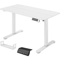 Vinsetto höhenverstellbarer elektrischer schreibtisch 140x70cm, Computertisch mit 4 Memory Ergonomisch Sitz Stehpult Haken Anti-Kollision Weiß Aosom – Ansicht 1