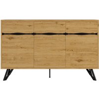 Sideboards, viel Stauraum Modern Metallbeine 3-Türiges, Stabile Konstruktion, Praktisch Für Wohnzimmer, Naturfarbe, 140x40x755 cm Aosom.de