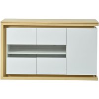 Modernes Sideboard, 3 Türen mit 4 verstellbaren Ablagefächern, 140x40x84 cm, Weiß – Ansicht 1