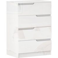 HOMCOM Kommode mit 4 Schubladen, Schlafzimmerkommode aus Holz für Wohnzimmer, Flur, Eingangsbereich, 60x40x85 cm, Weiß Hochglanz Aosom – Ansicht 1