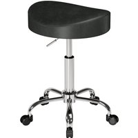 HOMCOM Rollhocker, höhenverstellbarer Drehhocker mit Kunstlederbezug und gepolstertem Sitz, für Studio, Büro, Klinik, Schlafzimmer, 33,5x35x51-66,5 cm, Schwarz  – Ansicht 1