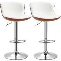 HOMCOM 2er-Set Barhocker, Bistrohocker mit Fußstütze, Drehbar Barstuhl, Höhenverstellbar Küchenhocker aus Kunstleder, für Wohnzimmer, Esszimmer, Cremeweiß Aosom – Ansicht 1
