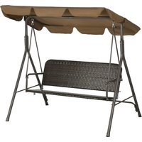 Outsunny Garten-Pendel für 3 Personen, Outdoor-Pendel mit verstellbarem Dach, PE-Rattan-Sitz und Armlehnen für Balkon, Terrasse, Patio, Tragkraft 240 kg, 167x11 – Ansicht 1