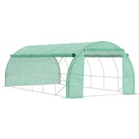 Outsunny Foliengewächshaus Polytunnel 6x3x2m mit UV-Schutz, begehbar, aufrollbare Abdeckungen aus Stahlrohr, grün Aosom.de – Ansicht 1
