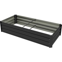 Outsunny Rechteckige Garten-Pflanzkiste aus Stahl mit Sicherheitsrand und offenem Boden, Maße 150L x 70B x 30H cm, Schwarz Aosom – Ansicht 1