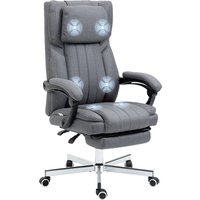 Vinsetto Bürostuhl mit 5 Massagemodi ergonomischer Schreibtischstuhl mit Liegefunktion höhenverstellbar Fußstütze Leinenoptik Grau Aosom.de – Ansicht 1