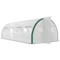 Outsunny Tunnelgewächshaus 18 m², Tunnelgewächshaus 600x300x200 cm PE-Abdeckung 140 g/m², verlängerter Rand 20 cm, Türen und 8 Fenster mit Fliegengitter, für al – Ansicht 1