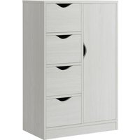 HOMCOM Aufbewahrungsschrank Sideboard Kommode modern 1 Schrank und 4 Schubladen - aus Holz - für Wohnzimmer, Küche, Eingangsbereich, Esszimmer - weiß Aosom – Ansicht 1