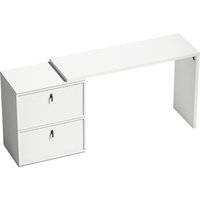 HOMCOM Reversibler Schreibtisch in L‑Form, Schreibtisch mit 2 Hängeregistratur‑Schubladen, Modernes Design für Kleine Räume, Homeoffice, Weiß Aosom – Ansicht 1