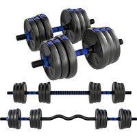SPORTNOW Hantelset Verstellbare Hanteln 25 kg 3 in 1, Verstellbares Gewichtset mit Verlängerungsstange, Rutschfester Griff, Kunststoffbeschichtung, Fitness, Kra – Ansicht 1