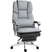 HOMCOM Bürostuhl mit Wippfunktion, Belastbarkeit 180 kg, ergonomisch, 160° neigbarer Rückenlehne, Kunstleder, 63B x 71T x 123-129H cm, Hellgrau Aosom – Ansicht 1