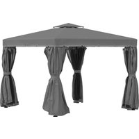 Outsunny Gartenpavillon, 2,96 x 2,96 m, mit Doppeldach, 4 Seitenteile Moskitonetz, Festzelt Partyzelt Aluminium Polyester Aosom – Ansicht 1