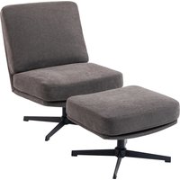 HOMCOM Sessel mit Hocker Drehbar Loungesessel mit Leinenoptik, Dicker Breiter Sitz, Moderner Relaxsessel, Schneidersitz Polstersessel für Wohnzimmer, Schlafzimm – Ansicht 1