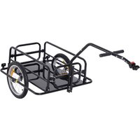 HOMCOM Fahrradanhänger Lastenanhänger 40 kg Belastbarkeit, Transportanhänger mit klappbarer Kupplung, Schwarz, 155x71,5x77cm Aosom – Ansicht 1