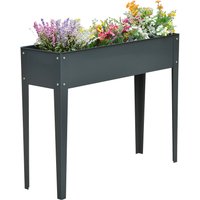 Outsunny Hochbeet Kräuterbeet Pflanzkasten mit Füßen und 3 Abflusslöchern 100 x 30 x 80 cm aus Metall für Garten und Balkon Aosom.de – Ansicht 1