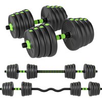 SPORTNOW Hantel-Set Krafttraining verstellbare Hanteln 30 kg 3-in-1, verstellbarer Gewichtssatz mit Verlängerungsstange, rutschfester Griff, Kunststoffüberzug,  – Ansicht 1